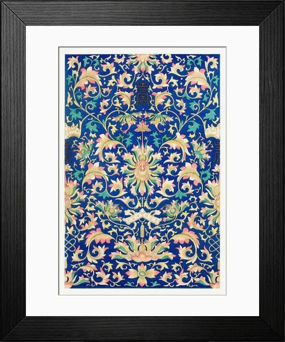 Framed Print : Beautiful vintage oriental design. Chinese floral pattern in high resolution from the mid-19th century Framed Print : Beautiful vintage oriental design. Chinese floral pattern in high resolution from the mid-19th century