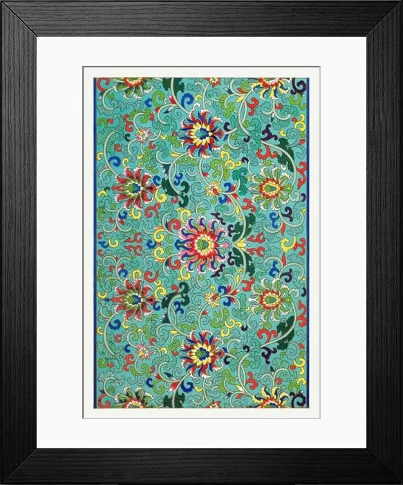 Framed Print : Beautiful vintage oriental design. Chinese floral pattern in high resolution from the mid-19th century Framed Print : Beautiful vintage oriental design. Chinese floral pattern in high resolution from the mid-19th century