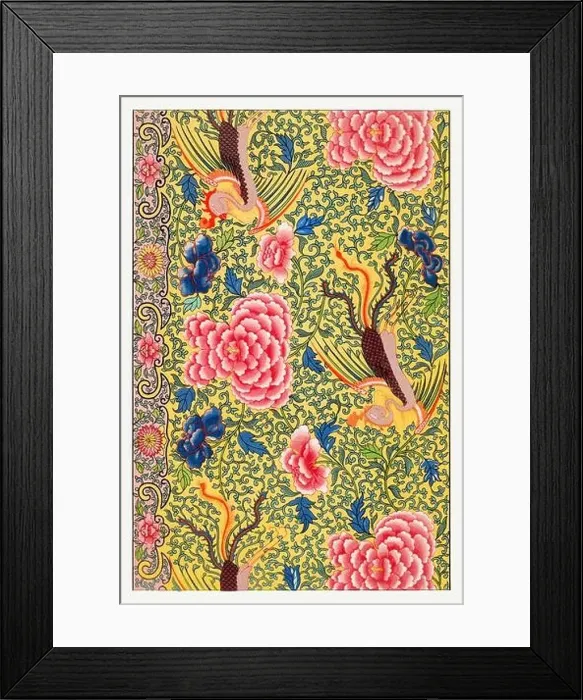 Framed Print : Beautiful vintage oriental design. Chinese floral pattern in high resolution from the mid-19th century Framed Print : Beautiful vintage oriental design. Chinese floral pattern in high resolution from the mid-19th century