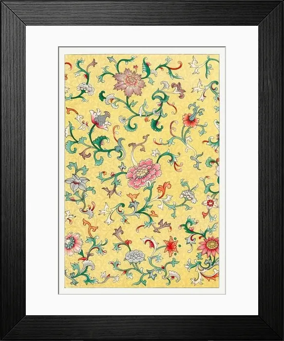 Framed Print : Beautiful vintage oriental design. Chinese floral pattern in high resolution from the mid-19th century Framed Print : Beautiful vintage oriental design. Chinese floral pattern in high resolution from the mid-19th century