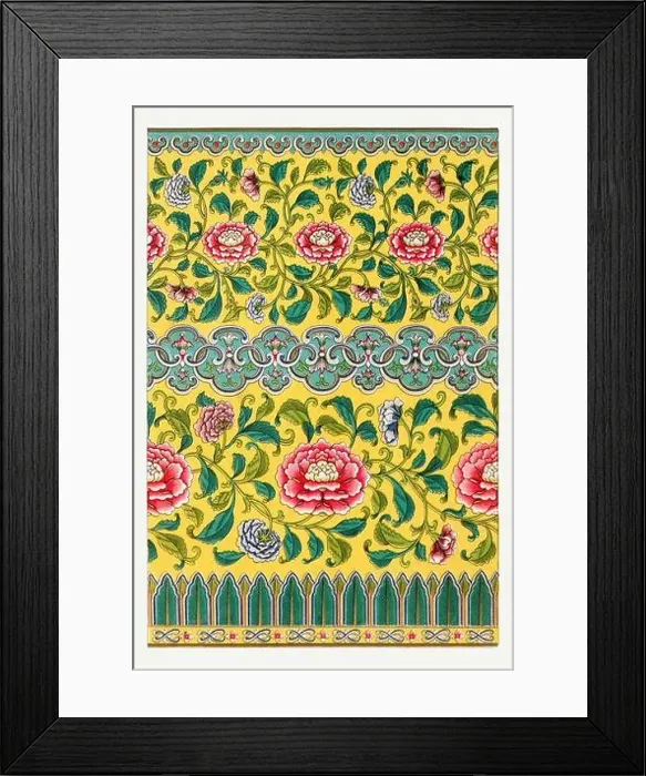 Framed Print : Beautiful vintage oriental design. Chinese floral pattern in high resolution from the mid-19th century Framed Print : Beautiful vintage oriental design. Chinese floral pattern in high resolution from the mid-19th century