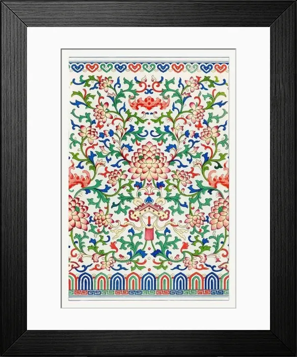 Framed Print : Beautiful vintage oriental design. Chinese floral pattern in high resolution from the mid-19th century Framed Print : Beautiful vintage oriental design. Chinese floral pattern in high resolution from the mid-19th century