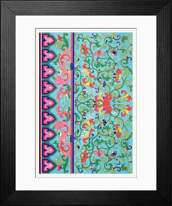 Framed Print : Beautiful vintage oriental design. Chinese floral pattern in high resolution from the mid-19th century Framed Print : Beautiful vintage oriental design. Chinese floral pattern in high resolution from the mid-19th century