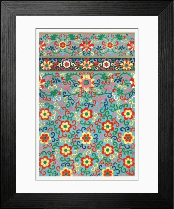 Framed Print : Beautiful vintage oriental design. Chinese floral pattern in high resolution from the mid-19th century Framed Print : Beautiful vintage oriental design. Chinese floral pattern in high resolution from the mid-19th century