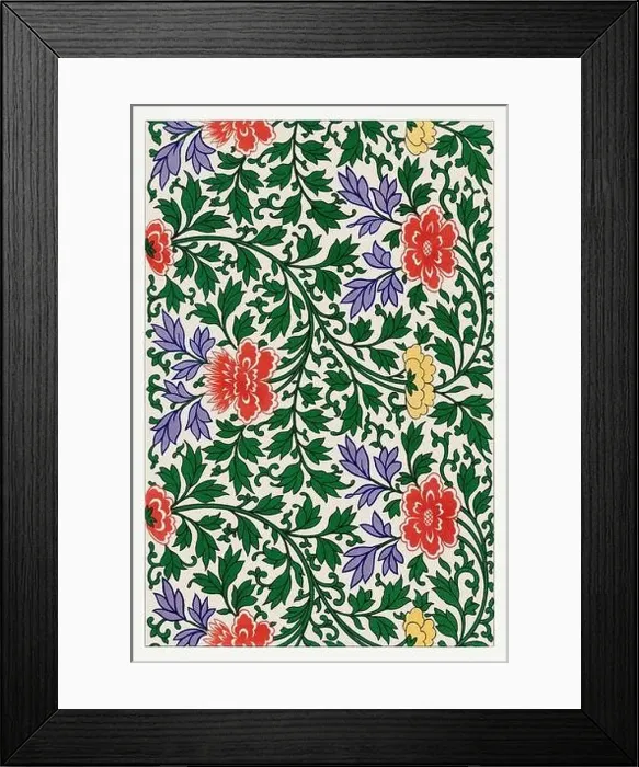Framed Print : Beautiful vintage oriental design. Chinese floral pattern in high resolution from the mid-19th century Framed Print : Beautiful vintage oriental design. Chinese floral pattern in high resolution from the mid-19th century
