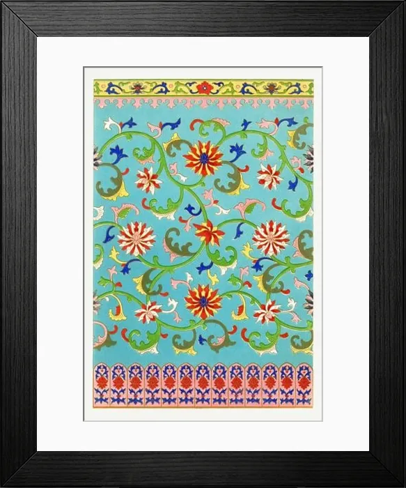 Framed Print : Beautiful vintage oriental design. Chinese floral pattern in high resolution from the mid-19th century Framed Print : Beautiful vintage oriental design. Chinese floral pattern in high resolution from the mid-19th century