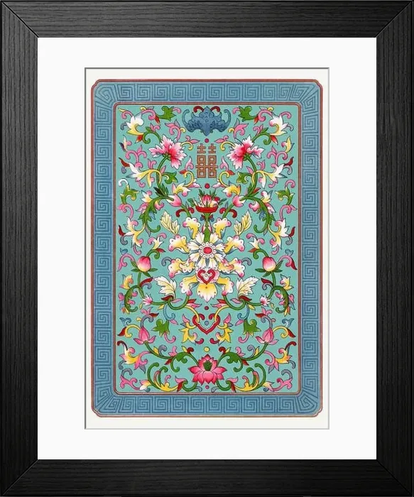 Framed Print : Beautiful vintage oriental design. Chinese floral pattern in high resolution from the mid-19th century Framed Print : Beautiful vintage oriental design. Chinese floral pattern in high resolution from the mid-19th century