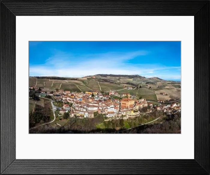 Framed Print : A view of the village of Barolo and the surrounding vineyards in the Italian Piedmont Framed Print : A view of the village of Barolo and the surrounding vineyards in the Italian Piedmont