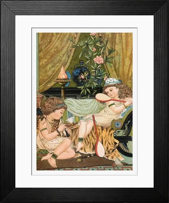 Framed Print : Wintertime kids. Children of ancient Egypt playing music