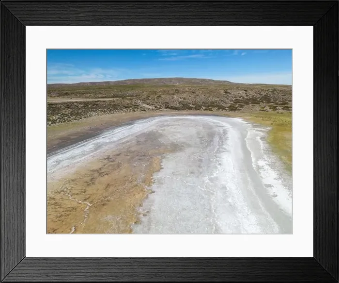 Framed Print : Completely dried out salt lake beside the Ruta40 in Argentina, South America - viewed from above Framed Print : Completely dried out salt lake beside the Ruta40 in Argentina, South America - viewed from above