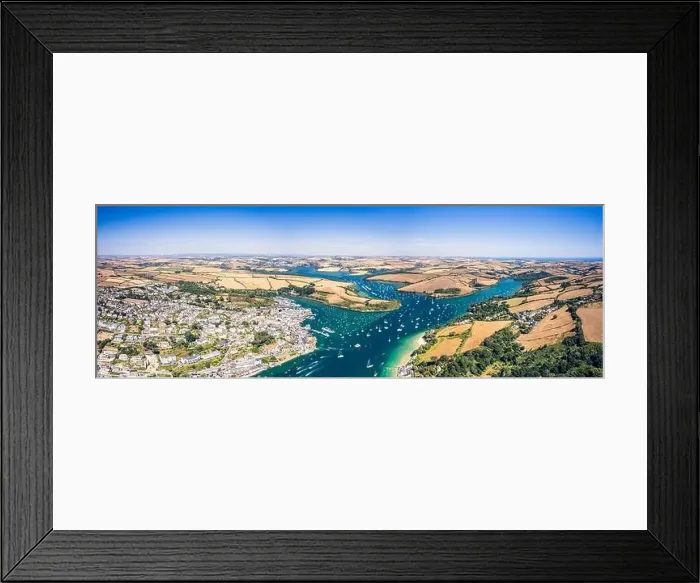 Framed Print : Aerial view of SALCOMBE and Kingsbridge Estuary from a drone, South Hams, Devon, England