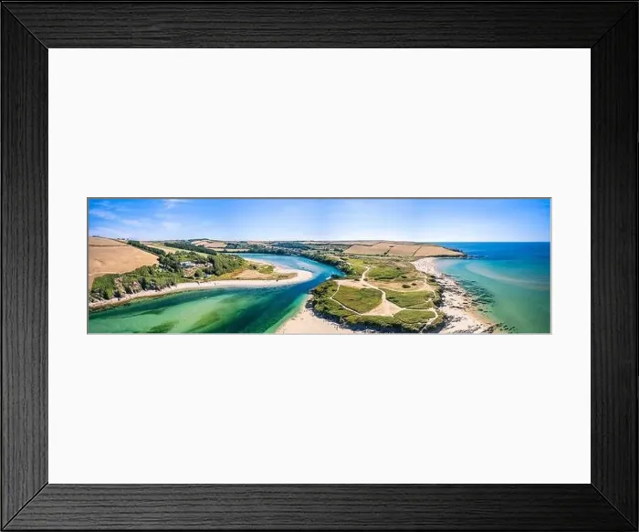 Framed Print : Aerial view of Bantham Beach and River Avon from a drone, South Hams, Devon, England Framed Print : Aerial view of Bantham Beach and River Avon from a drone, South Hams, Devon, England