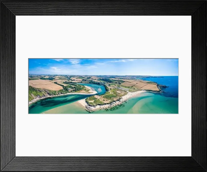 Framed Print : Aerial view of Bantham Beach and River Avon from a drone, South Hams, Devon, England Framed Print : Aerial view of Bantham Beach and River Avon from a drone, South Hams, Devon, England