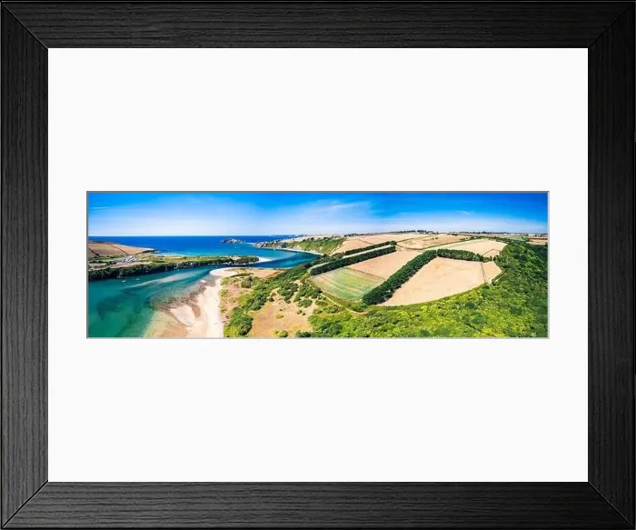 Framed Print : Aerial view of Bantham Beach and River Avon from a drone, South Hams, Devon, England Framed Print : Aerial view of Bantham Beach and River Avon from a drone, South Hams, Devon, England