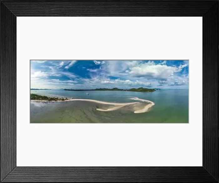 Framed Print : Aerial panorama drone shot of Lam Haed beach peninsula, Koh Yao Yai island, Phang nga, Thailand Framed Print : Aerial panorama drone shot of Lam Haed beach peninsula, Koh Yao Yai island, Phang nga, Thailand