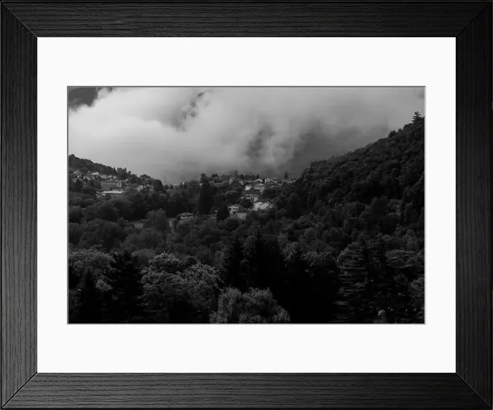 Framed Print : Alpine Village Novaggio in the Clouds with Mountain View in Ticino, Switzerland Framed Print : Alpine Village Novaggio in the Clouds with Mountain View in Ticino, Switzerland
