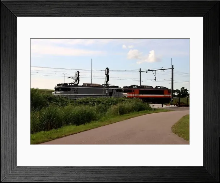 Framed Print : Rail Force One Alsthom 1600 / 1800 1829 and NS 1830 locomotives on track at Moordrecht in the Netherlands