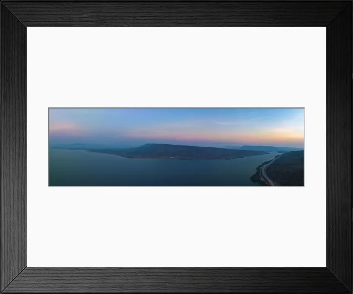 Framed Print : aerial view light on super highway Along the Lam Takhong Dam at twilight Framed Print : aerial view light on super highway Along the Lam Takhong Dam at twilight