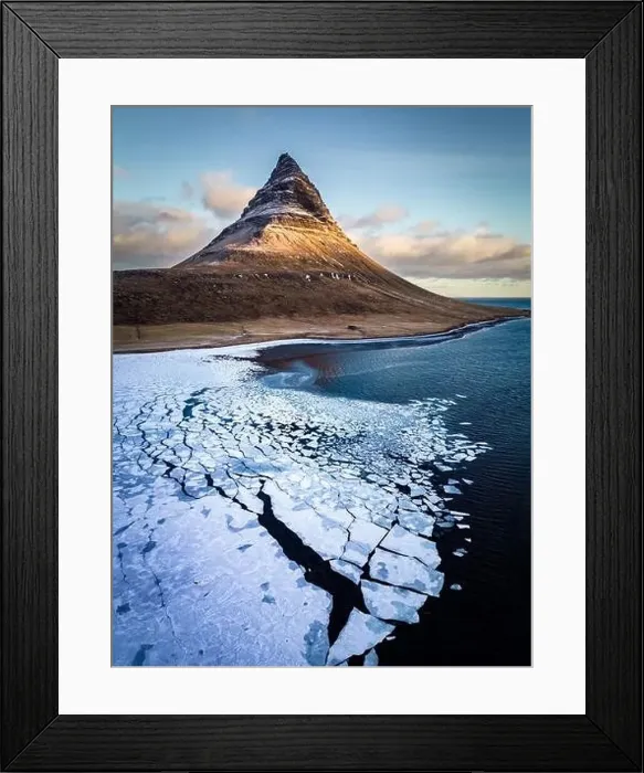 Framed Print : Kirkjufell mountain in winter with frozen sea ice Framed Print : Kirkjufell mountain in winter with frozen sea ice