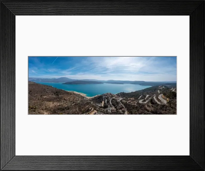 Framed Print : A drone panorama view of the lake and village of Sainte-Croix-du-Verdon in the Haute Provence refion of France Framed Print : A drone panorama view of the lake and village of Sainte-Croix-du-Verdon in the Haute Provence refion of France