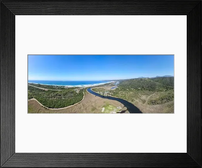 Framed Print : Drone view at river and beach of Wilderness on South Africa
