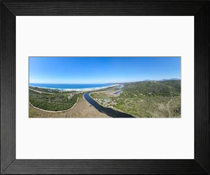 Framed Print : Drone view at river and beach of Wilderness on South Africa Framed Print : Drone view at river and beach of Wilderness on South Africa