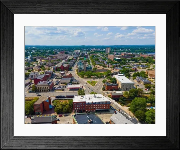 Framed Print : Lowell City Hall and downtown aerial view in downtown Lowell, Massachusetts MA, USA Framed Print : Lowell City Hall and downtown aerial view in downtown Lowell, Massachusetts MA, USA