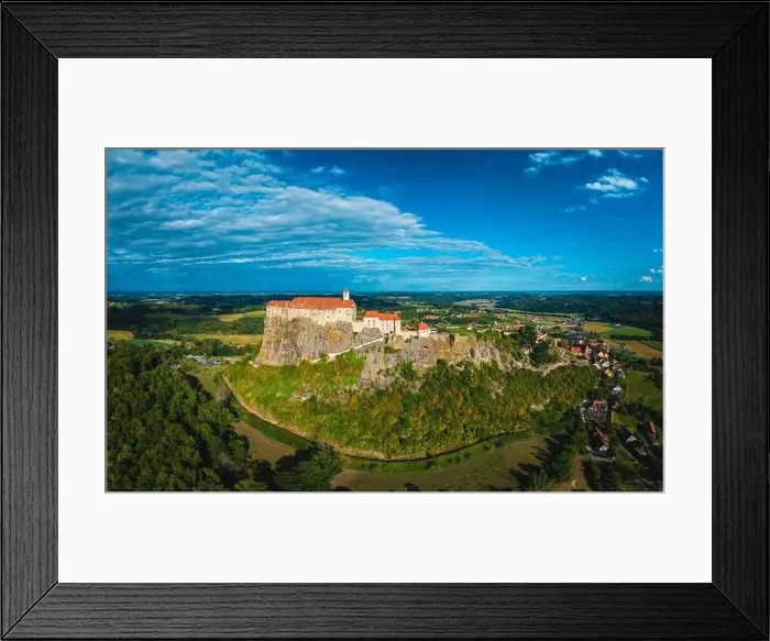 Framed Print : The Majestic Fortress of Riegersburg: A Bird's Eye View: Burg Riegersburg