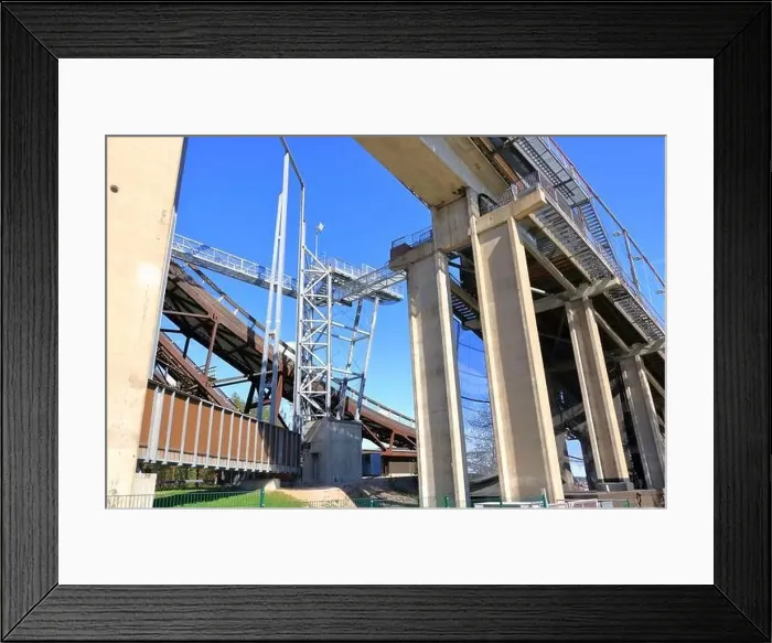 Framed Print : the upper part of the ski jumping facility ski jump towers in summer, Lahti in Finland Framed Print : the upper part of the ski jumping facility ski jump towers in summer, Lahti in Finland