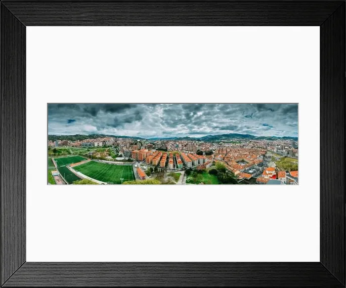 Framed Print : Aerial panoramic view of cloudy Bilbao, Spain from Etxebarria Park Framed Print : Aerial panoramic view of cloudy Bilbao, Spain from Etxebarria Park