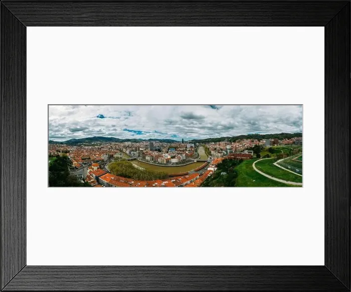 Framed Print : Aerial panoramic view of cloudy Bilbao, Spain from Etxebarria Park Framed Print : Aerial panoramic view of cloudy Bilbao, Spain from Etxebarria Park