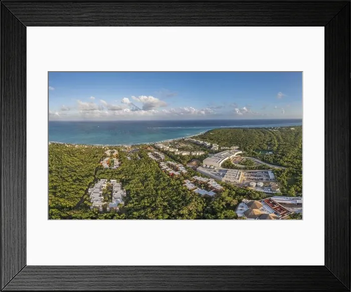 Framed Print : Drone panorama of a hotel complex on the Gulf Coast of Mexico's Yucatan Peninsula during the daytime Framed Print : Drone panorama of a hotel complex on the Gulf Coast of Mexico's Yucatan Peninsula during the daytime