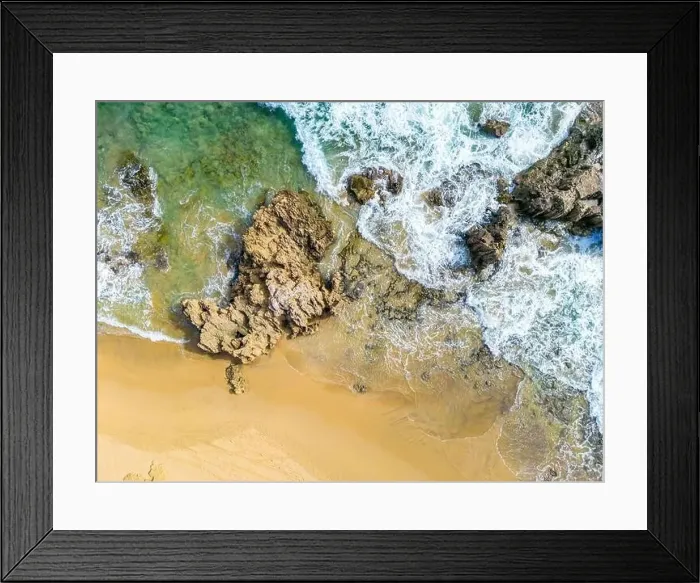 Framed Print : Aerial View of Atlantic Ocean Waves at Rocky Coast in Portugal Framed Print : Aerial View of Atlantic Ocean Waves at Rocky Coast in Portugal