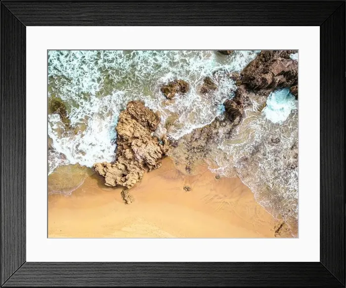 Framed Print : Aerial View of Atlantic Ocean Waves at Rocky Coast in Portugal Framed Print : Aerial View of Atlantic Ocean Waves at Rocky Coast in Portugal
