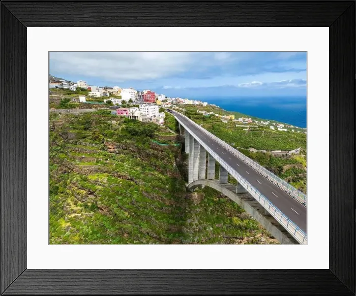 Framed Print : Aerial view of Los Tilos bridge near Los Sauces at La Palma Island, Canary Islands, Spain Framed Print : Aerial view of Los Tilos bridge near Los Sauces at La Palma Island, Canary Islands, Spain