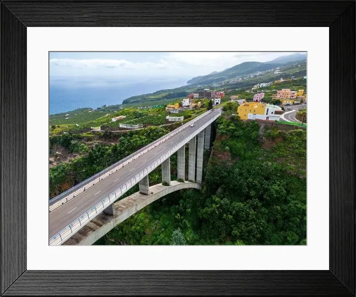 Framed Print : Aerial view of Los Tilos bridge near Los Sauces at La Palma Island, Canary Islands, Spain Framed Print : Aerial view of Los Tilos bridge near Los Sauces at La Palma Island, Canary Islands, Spain