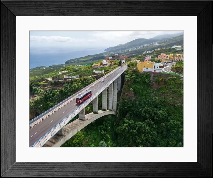 Framed Print : Aerial view of Los Tilos bridge near Los Sauces at La Palma Island, Canary Islands, Spain Framed Print : Aerial view of Los Tilos bridge near Los Sauces at La Palma Island, Canary Islands, Spain