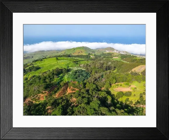 Framed Print : Aerial View at Green Volcanic Hills near Villa de Valverde at El Hierro Island. Canary Island, Spain Framed Print : Aerial View at Green Volcanic Hills near Villa de Valverde at El Hierro Island. Canary Island, Spain