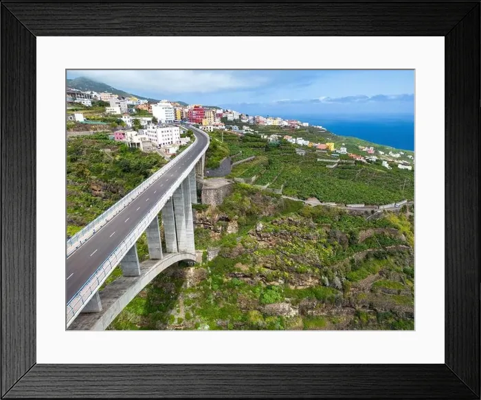 Framed Print : Aerial view of Los Tilos bridge near Los Sauces at La Palma Island, Canary Islands, Spain Framed Print : Aerial view of Los Tilos bridge near Los Sauces at La Palma Island, Canary Islands, Spain