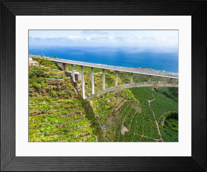 Framed Print : Aerial view of Los Tilos bridge near Los Sauces at La Palma Island, Canary Islands, Spain Framed Print : Aerial view of Los Tilos bridge near Los Sauces at La Palma Island, Canary Islands, Spain