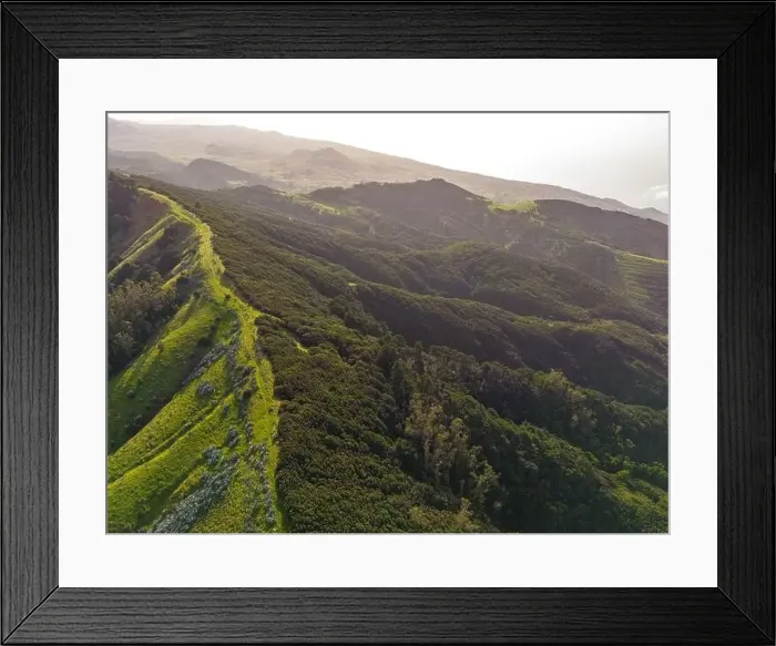 Framed Print : Aerial View at Green Volcanic Hills near Villa de Valverde at El Hierro Island. Canary Island, Spain Framed Print : Aerial View at Green Volcanic Hills near Villa de Valverde at El Hierro Island. Canary Island, Spain