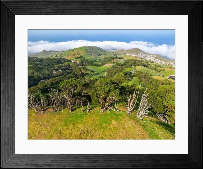 Framed Print : Aerial View at Green Volcanic Hills near Villa de Valverde at El Hierro Island. Canary Island, Spain Framed Print : Aerial View at Green Volcanic Hills near Villa de Valverde at El Hierro Island. Canary Island, Spain