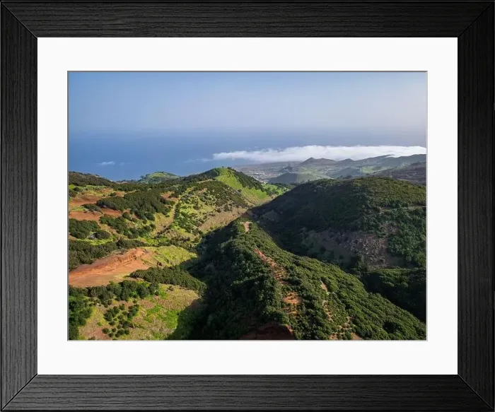 Framed Print : Aerial View at Green Volcanic Hills near Villa de Valverde at El Hierro Island. Canary Island, Spain Framed Print : Aerial View at Green Volcanic Hills near Villa de Valverde at El Hierro Island. Canary Island, Spain