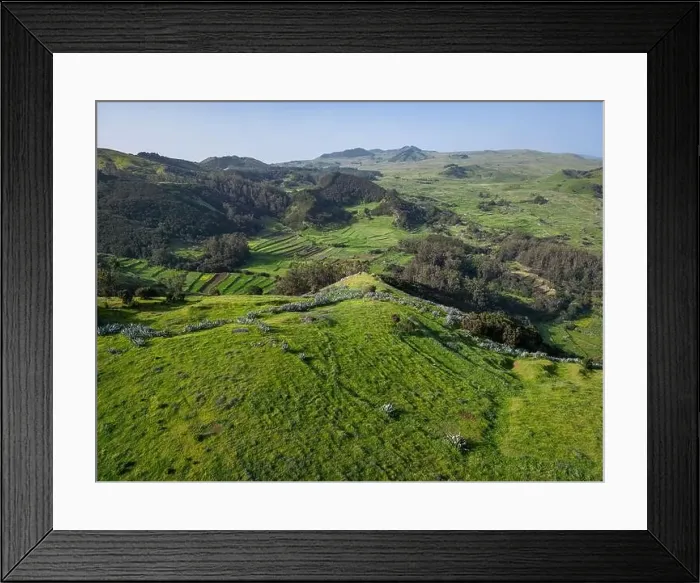 Framed Print : Aerial View at Green Volcanic Hills near Villa de Valverde at El Hierro Island. Canary Island, Spain Framed Print : Aerial View at Green Volcanic Hills near Villa de Valverde at El Hierro Island. Canary Island, Spain