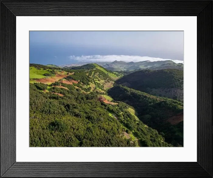 Framed Print : Aerial View at Green Volcanic Hills near Villa de Valverde at El Hierro Island. Canary Island, Spain Framed Print : Aerial View at Green Volcanic Hills near Villa de Valverde at El Hierro Island. Canary Island, Spain