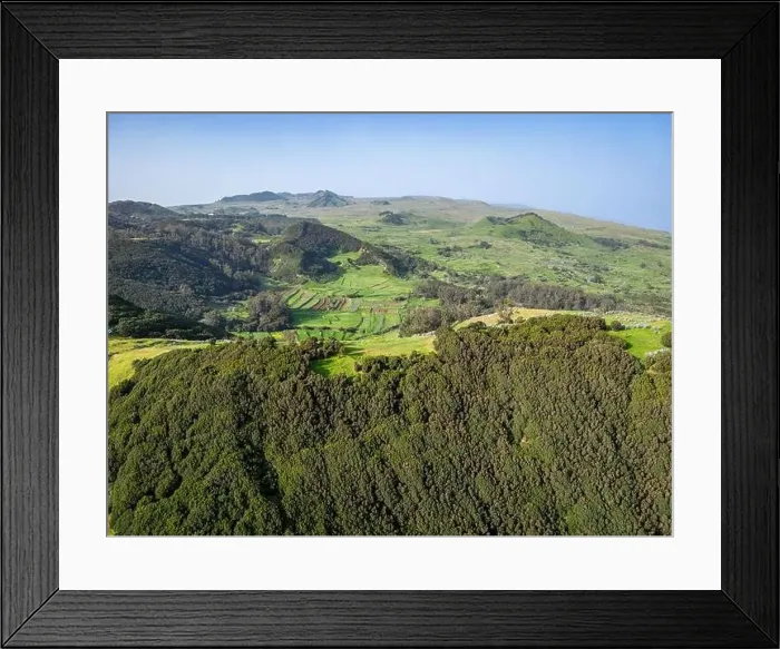 Framed Print : Aerial View at Green Volcanic Hills near Villa de Valverde at El Hierro Island. Canary Island, Spain Framed Print : Aerial View at Green Volcanic Hills near Villa de Valverde at El Hierro Island. Canary Island, Spain