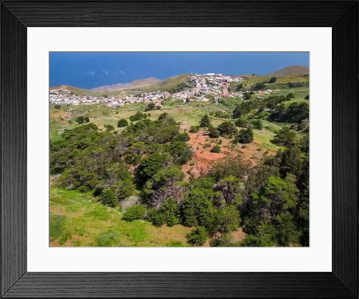 Framed Print : Aerial View at Green Volcanic Hills near Villa de Valverde at El Hierro Island. Canary Island, Spain Framed Print : Aerial View at Green Volcanic Hills near Villa de Valverde at El Hierro Island. Canary Island, Spain