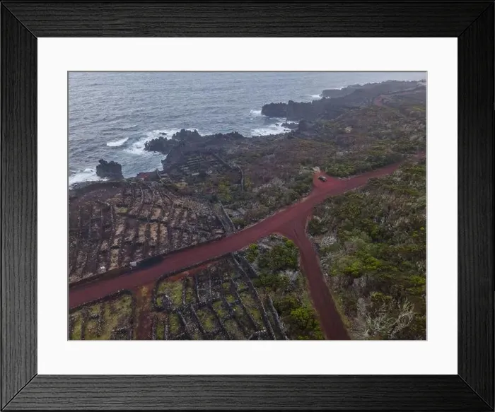 Framed Print : Drone view of Vineyard Landscape of Pico, the Azores Framed Print : Drone view of Vineyard Landscape of Pico, the Azores