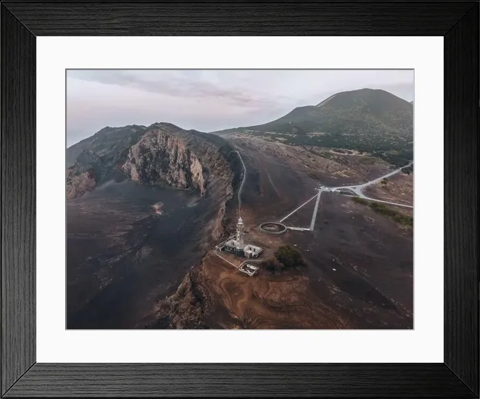 Framed Print : Drone view of Landscape at Capelinhos in Faial, the Azores Framed Print : Drone view of Landscape at Capelinhos in Faial, the Azores
