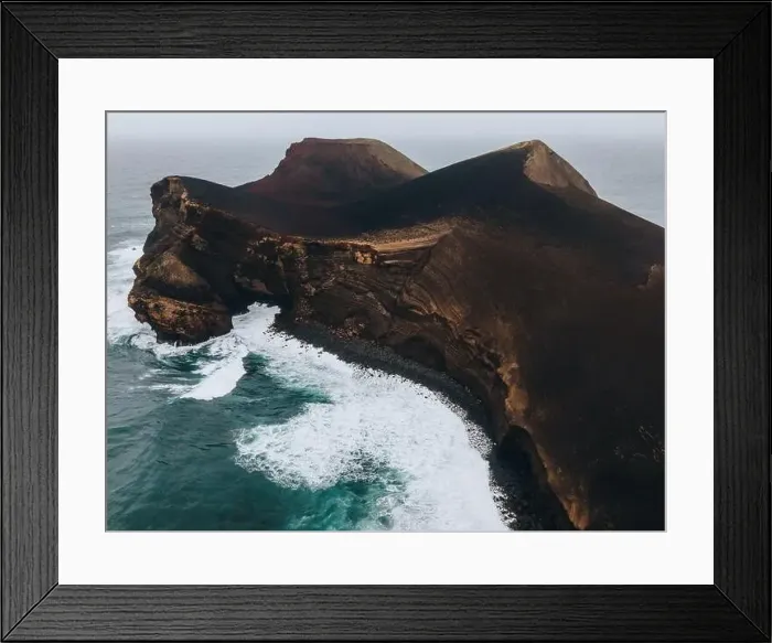 Framed Print : Drone view of Landscape at Capelinhos in Faial, the Azores Framed Print : Drone view of Landscape at Capelinhos in Faial, the Azores